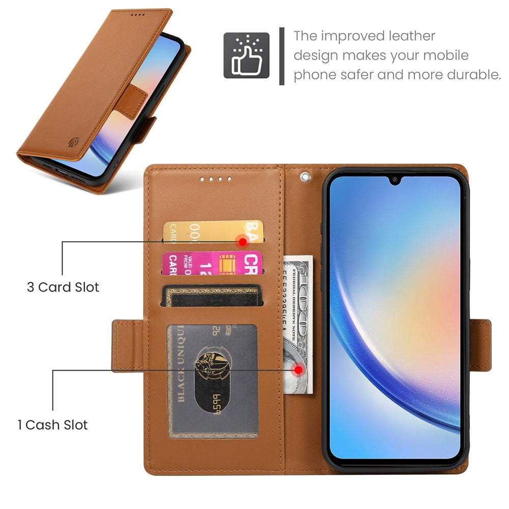 Samsung Galaxy A34 5G Wallet Case - Luxury Magnetic PU Leather Flip Cover with Card Slots, Stand & Shockproof Protection