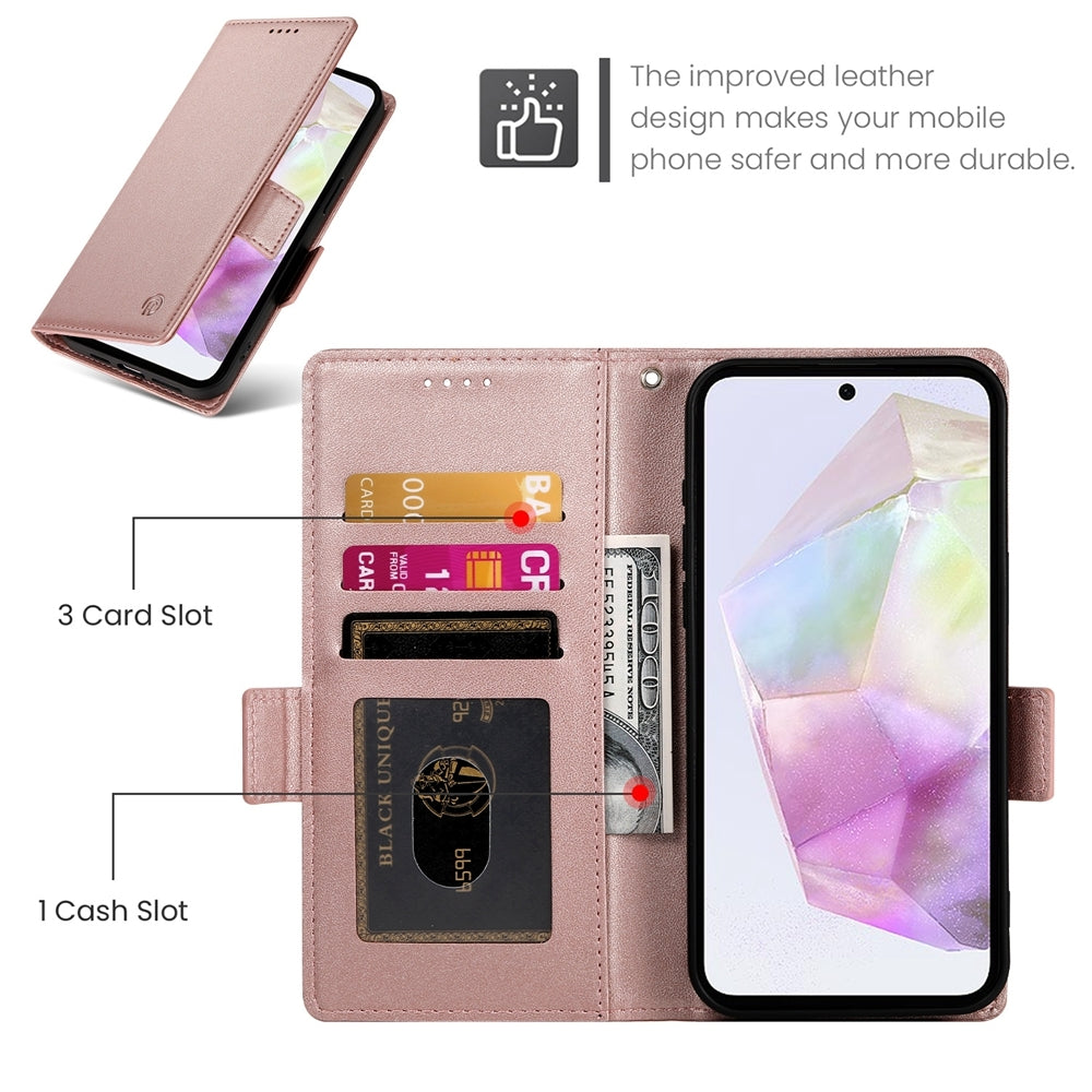 Samsung Galaxy A35 5G Wallet Case - Luxury Magnetic PU Leather Flip Cover with Card Slots, Stand & Shockproof Protection