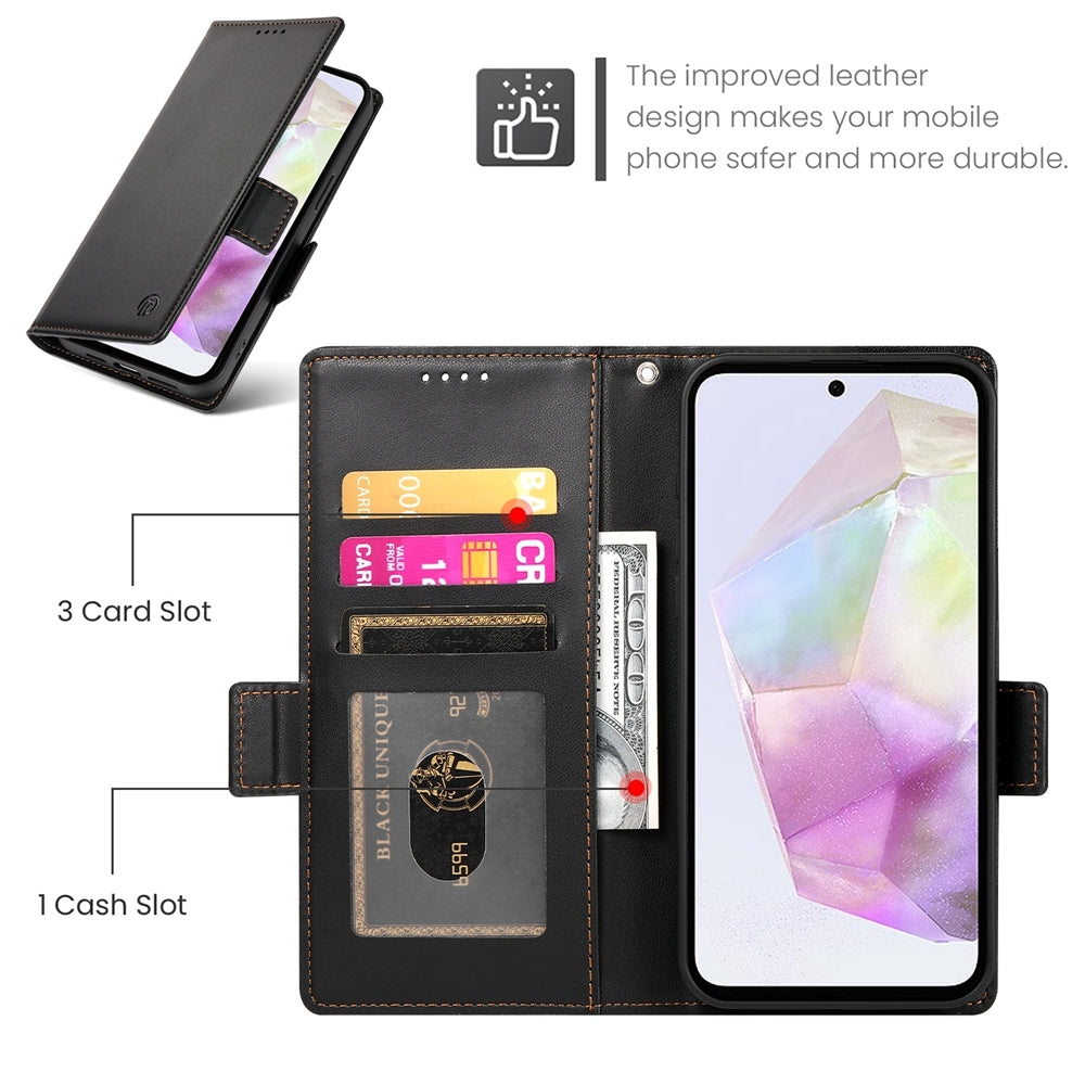 Samsung Galaxy A35 5G Wallet Case - Luxury Magnetic PU Leather Flip Cover with Card Slots, Stand & Shockproof Protection