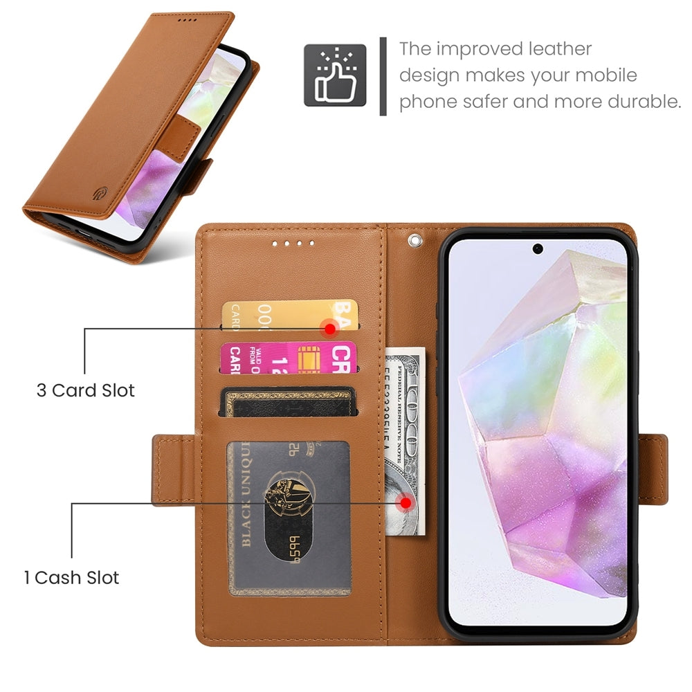 Samsung Galaxy A35 5G Wallet Case - Luxury Magnetic PU Leather Flip Cover with Card Slots, Stand & Shockproof Protection