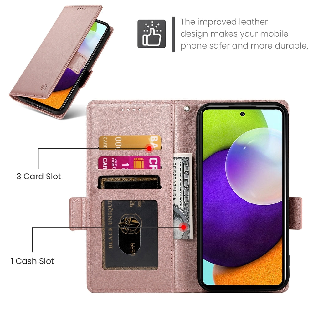 Samsung Galaxy A52 4G/5G Wallet Case - Luxury Magnetic PU Leather Flip Cover with Card Slots, Stand & Shockproof Protection