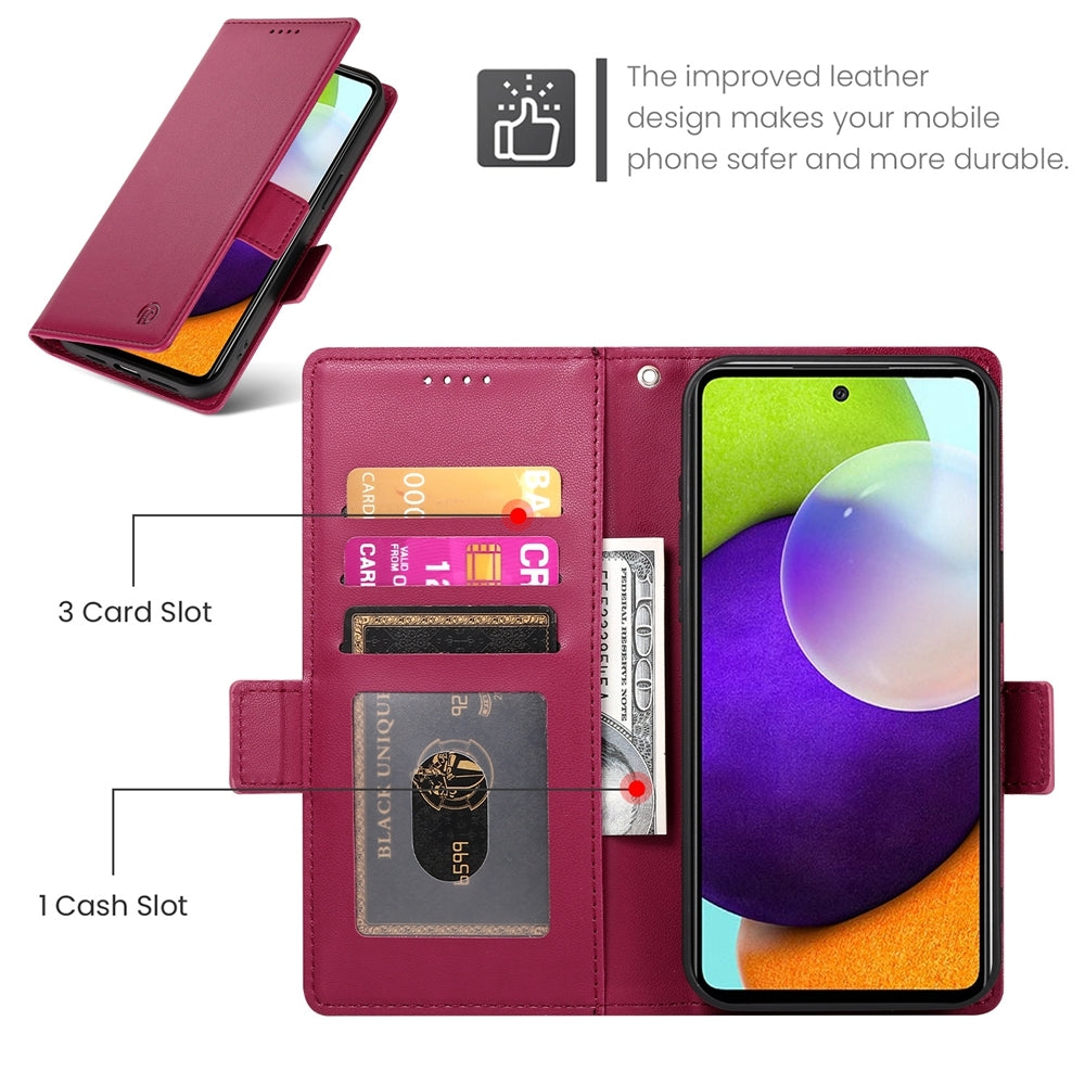 Samsung Galaxy A52 4G/5G Wallet Case - Luxury Magnetic PU Leather Flip Cover with Card Slots, Stand & Shockproof Protection