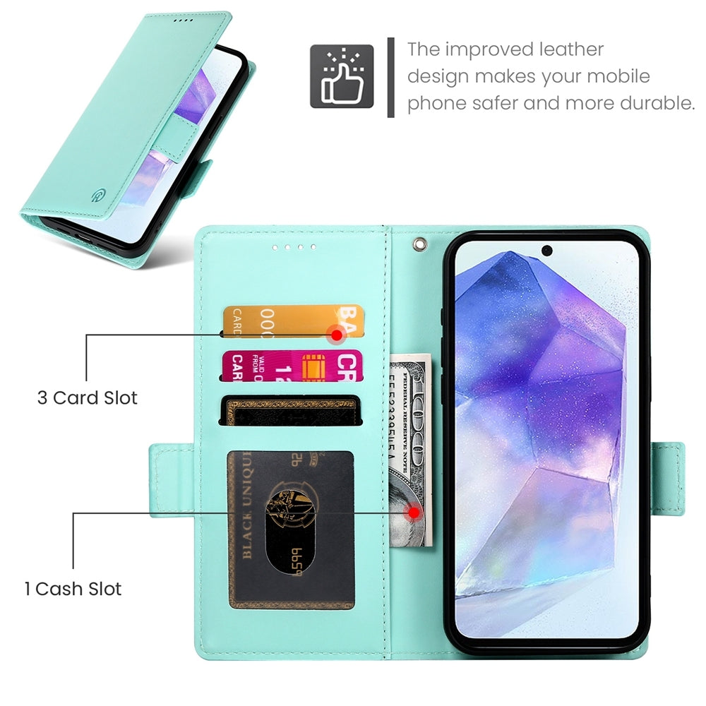 Samsung Galaxy A55 5G Wallet Case - Luxury Magnetic PU Leather Flip Cover with Card Slots, Stand & Shockproof Protection