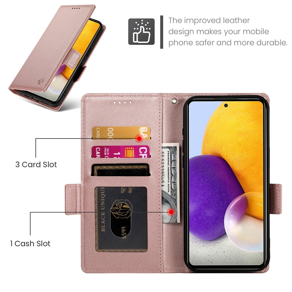 Samsung Galaxy A72 4G/5G Wallet Case - Luxury Magnetic PU Leather Flip Cover with Card Slots, Stand & Shockproof Protection