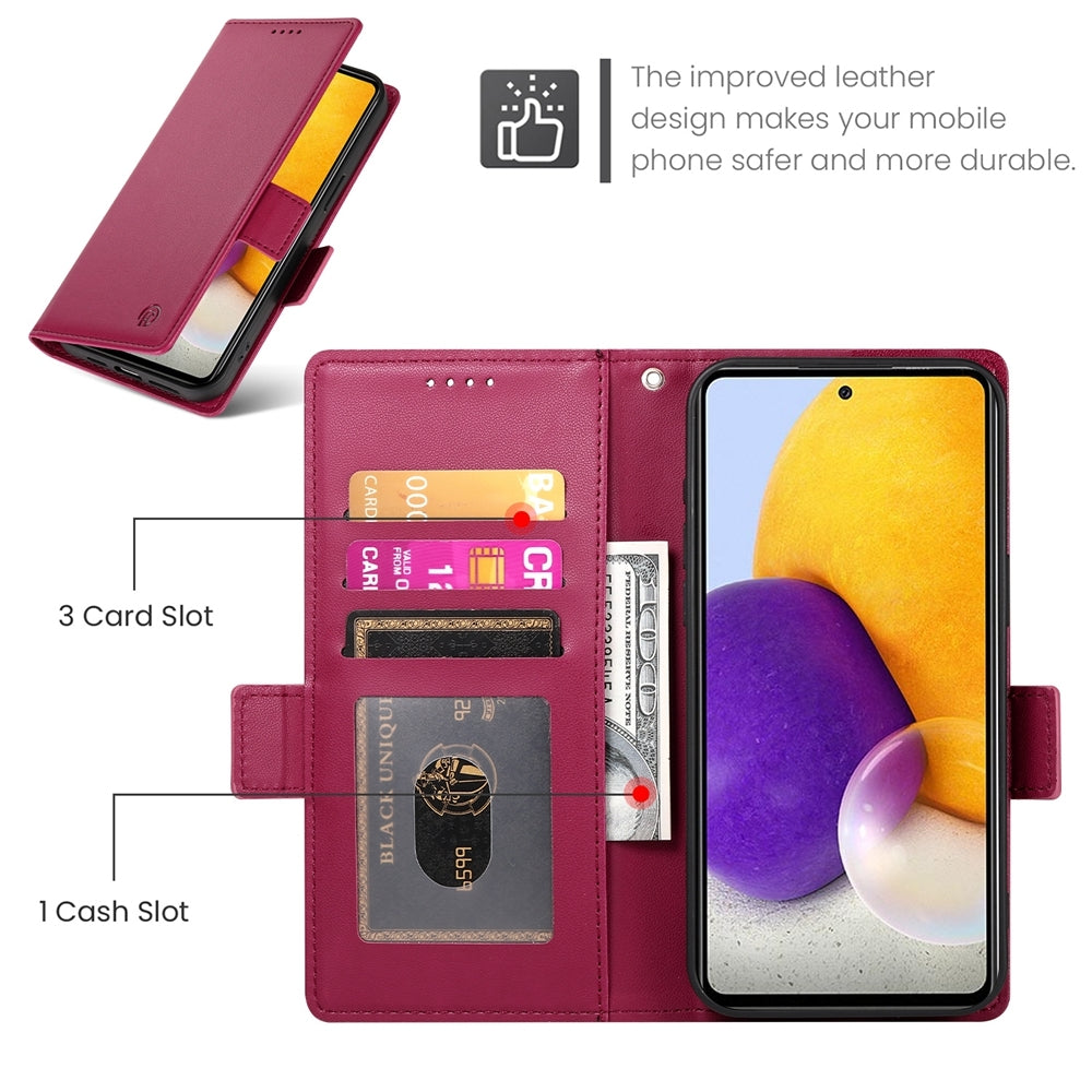 Samsung Galaxy A72 4G/5G Wallet Case - Luxury Magnetic PU Leather Flip Cover with Card Slots, Stand & Shockproof Protection