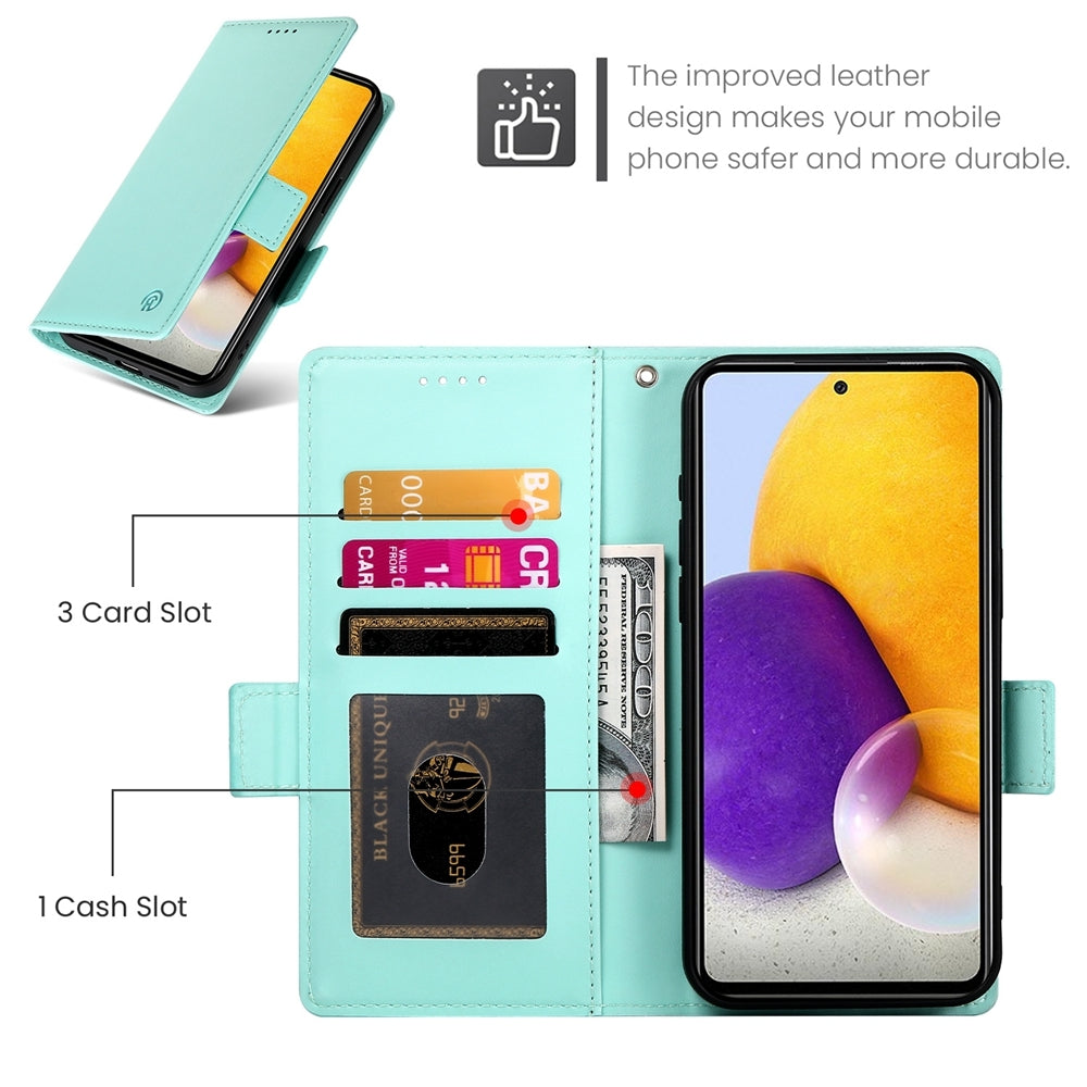 Samsung Galaxy A72 4G/5G Wallet Case - Luxury Magnetic PU Leather Flip Cover with Card Slots, Stand & Shockproof Protection