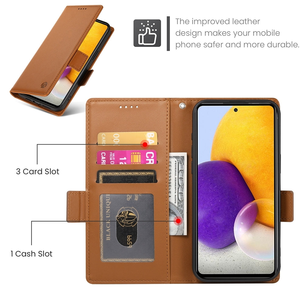 Samsung Galaxy A72 4G/5G Wallet Case - Luxury Magnetic PU Leather Flip Cover with Card Slots, Stand & Shockproof Protection