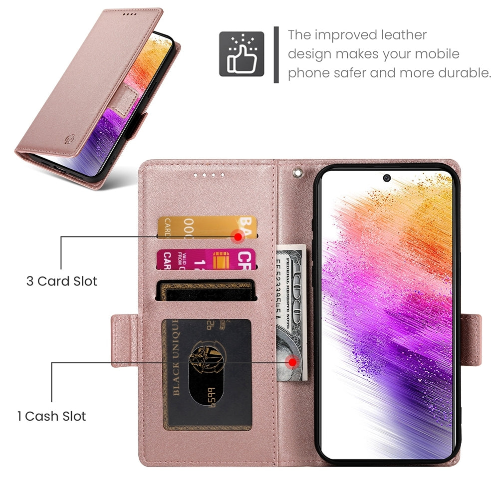 Samsung Galaxy A73 5G Wallet Case - Luxury Magnetic PU Leather Flip Cover with Card Slots, Stand & Shockproof Protection