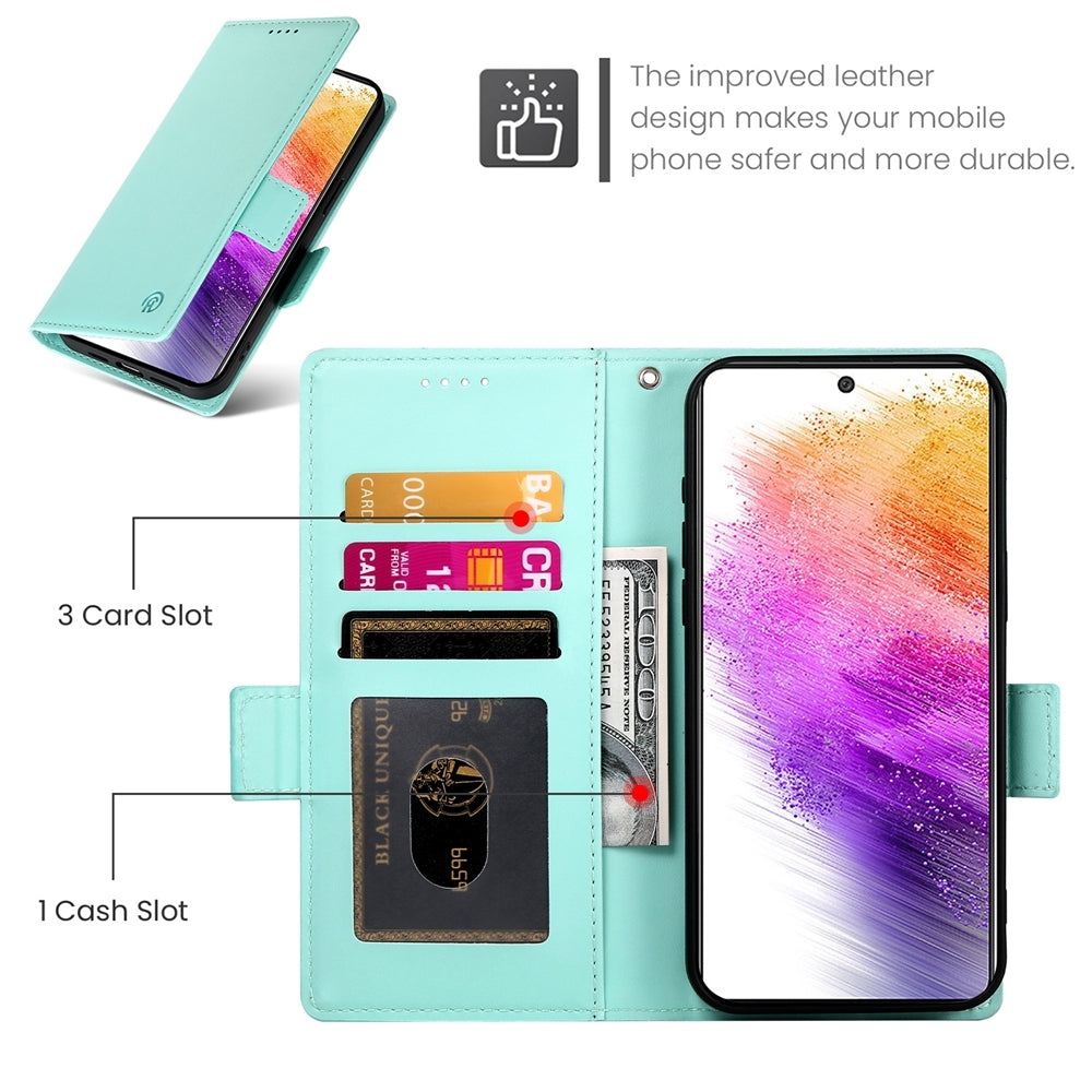 Samsung Galaxy A73 5G Wallet Case - Luxury Magnetic PU Leather Flip Cover with Card Slots, Stand & Shockproof Protection