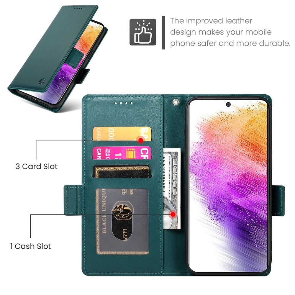 Samsung Galaxy A73 5G Wallet Case - Luxury Magnetic PU Leather Flip Cover with Card Slots, Stand & Shockproof Protection