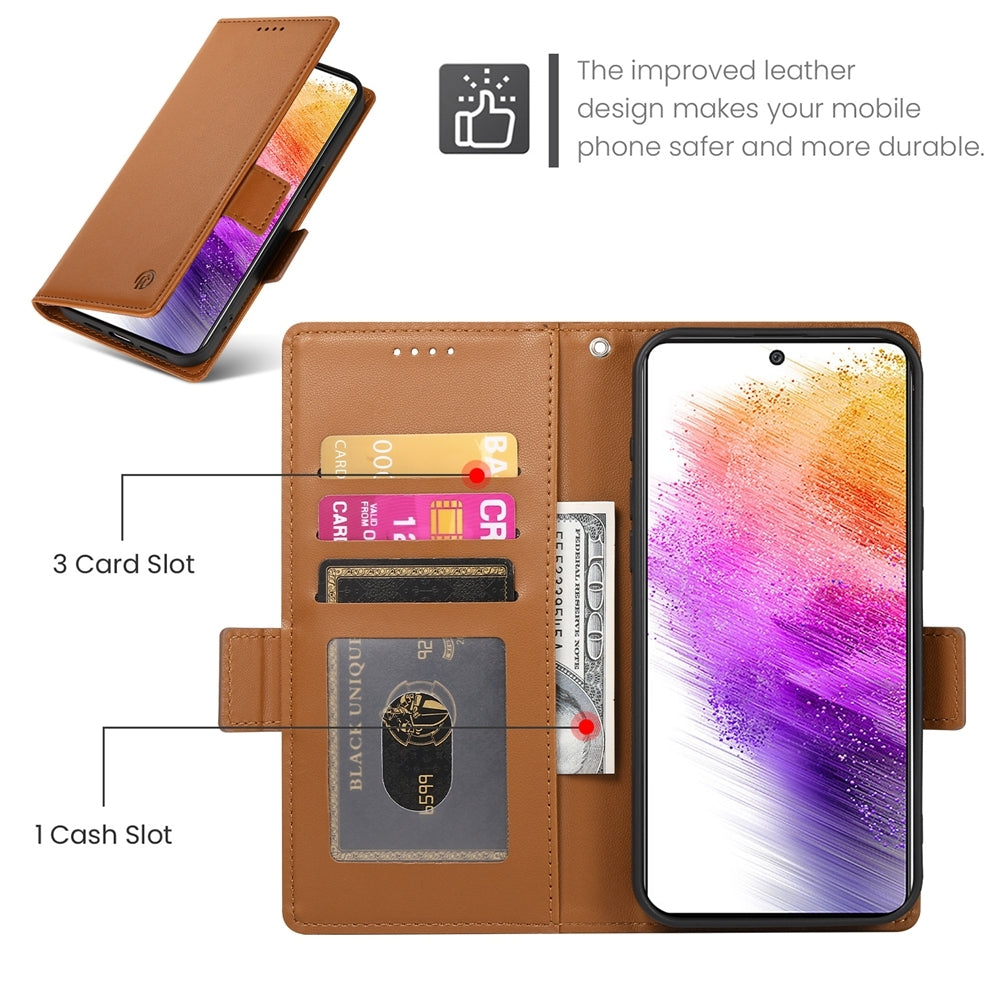 Samsung Galaxy A73 5G Wallet Case - Luxury Magnetic PU Leather Flip Cover with Card Slots, Stand & Shockproof Protection