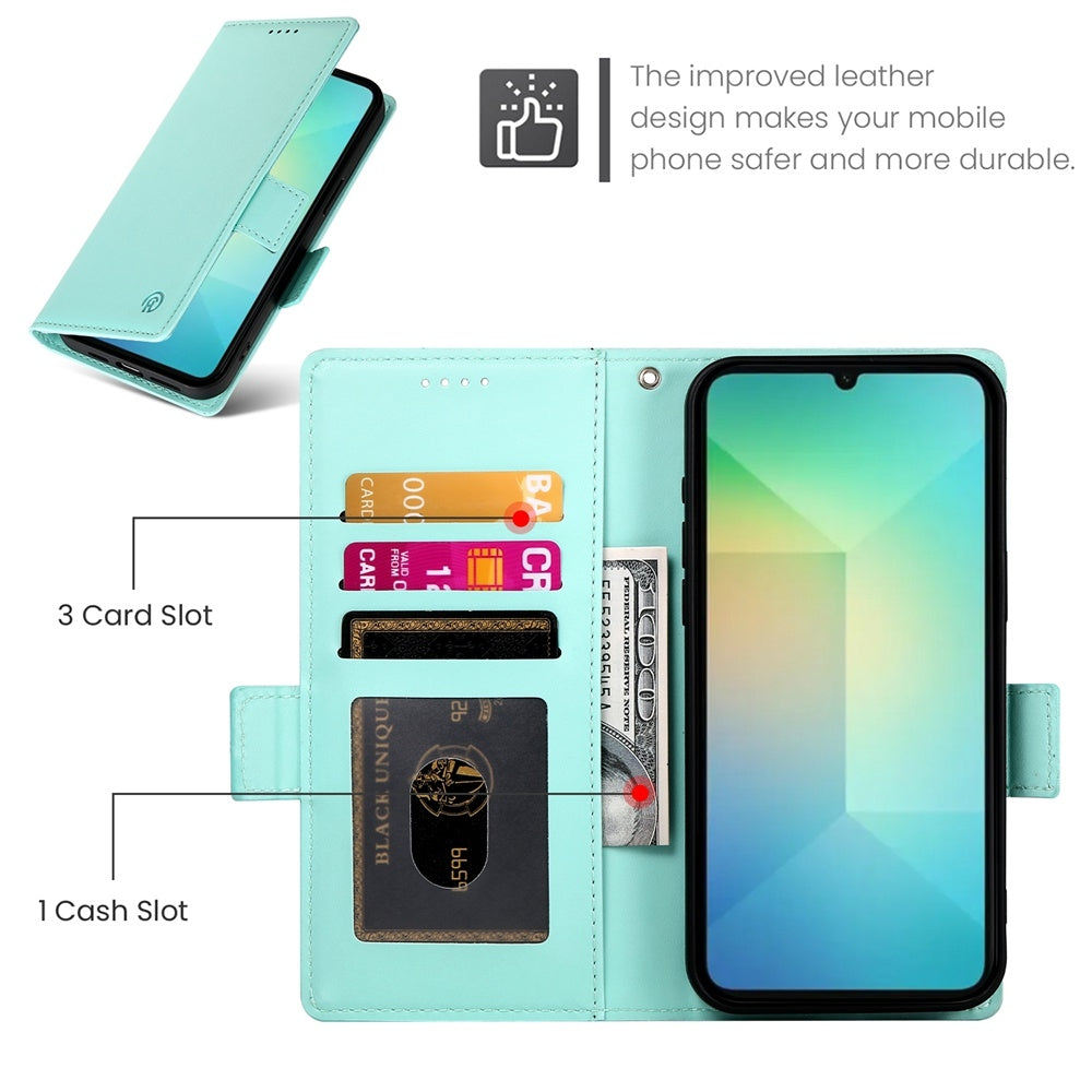 Samsung Galaxy A06 4G Wallet Case - Luxury Magnetic PU Leather Flip Cover with Card Slots, Stand & Shockproof Protection