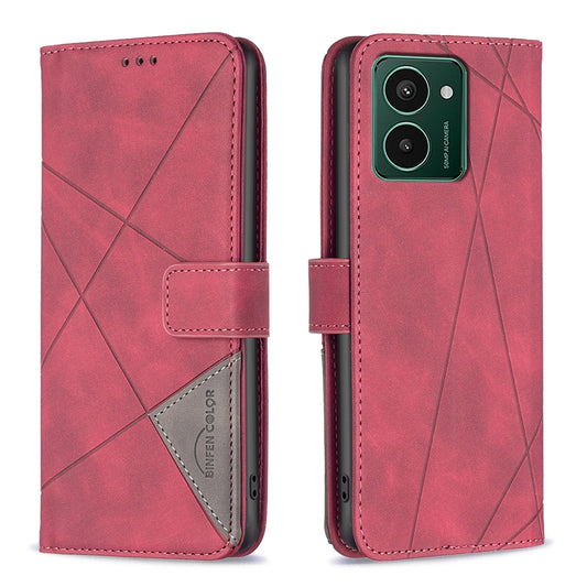 HMD Pulse+ Wallet Case – Rhombus Texture PU Leather, Magnetic Buckle, Card Slots, Stand Function, Shockproof Protective Cover