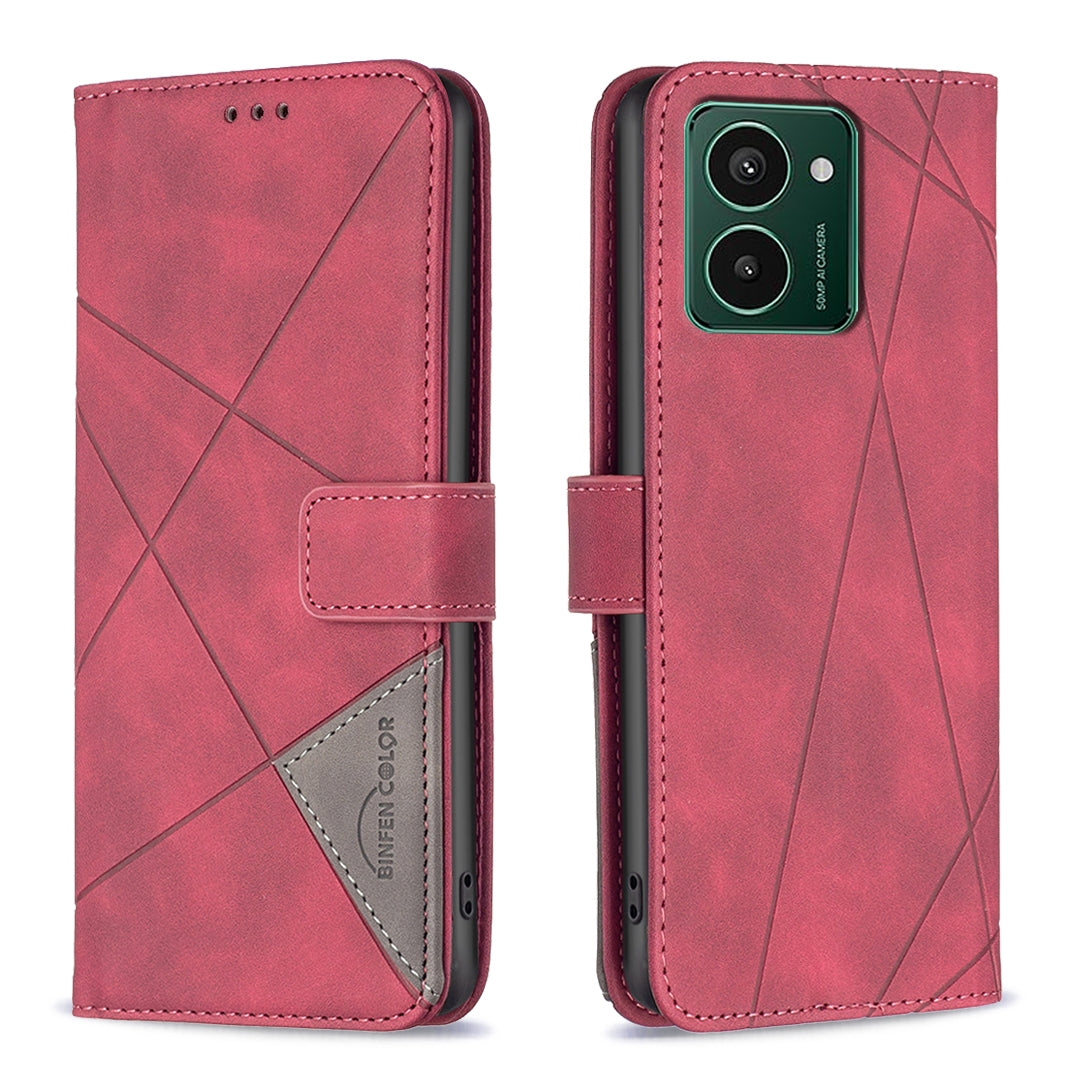 HMD Pulse PRO Wallet Case – Rhombus Texture PU Leather, Magnetic Buckle, Card Slots, Stand Function, Shockproof Protective Cover