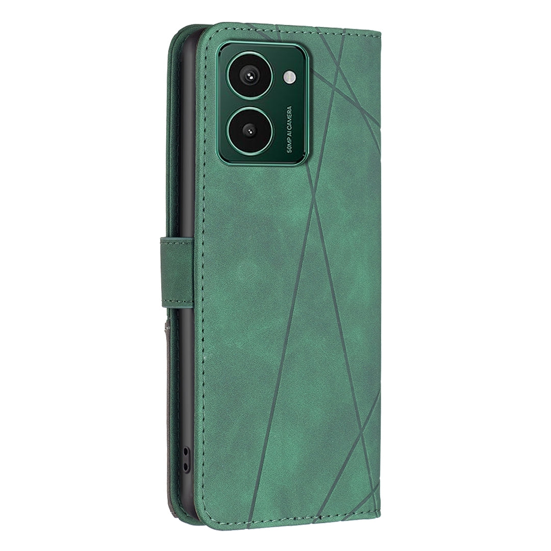 HMD Pulse Wallet Case – Rhombus Texture PU Leather, Magnetic Buckle, Card Slots, Stand Function, Shockproof Protective Cover
