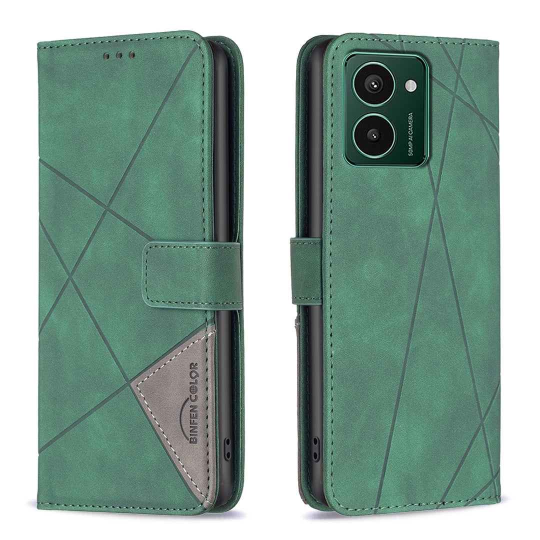 HMD Pulse Wallet Case – Rhombus Texture PU Leather, Magnetic Buckle, Card Slots, Stand Function, Shockproof Protective Cover