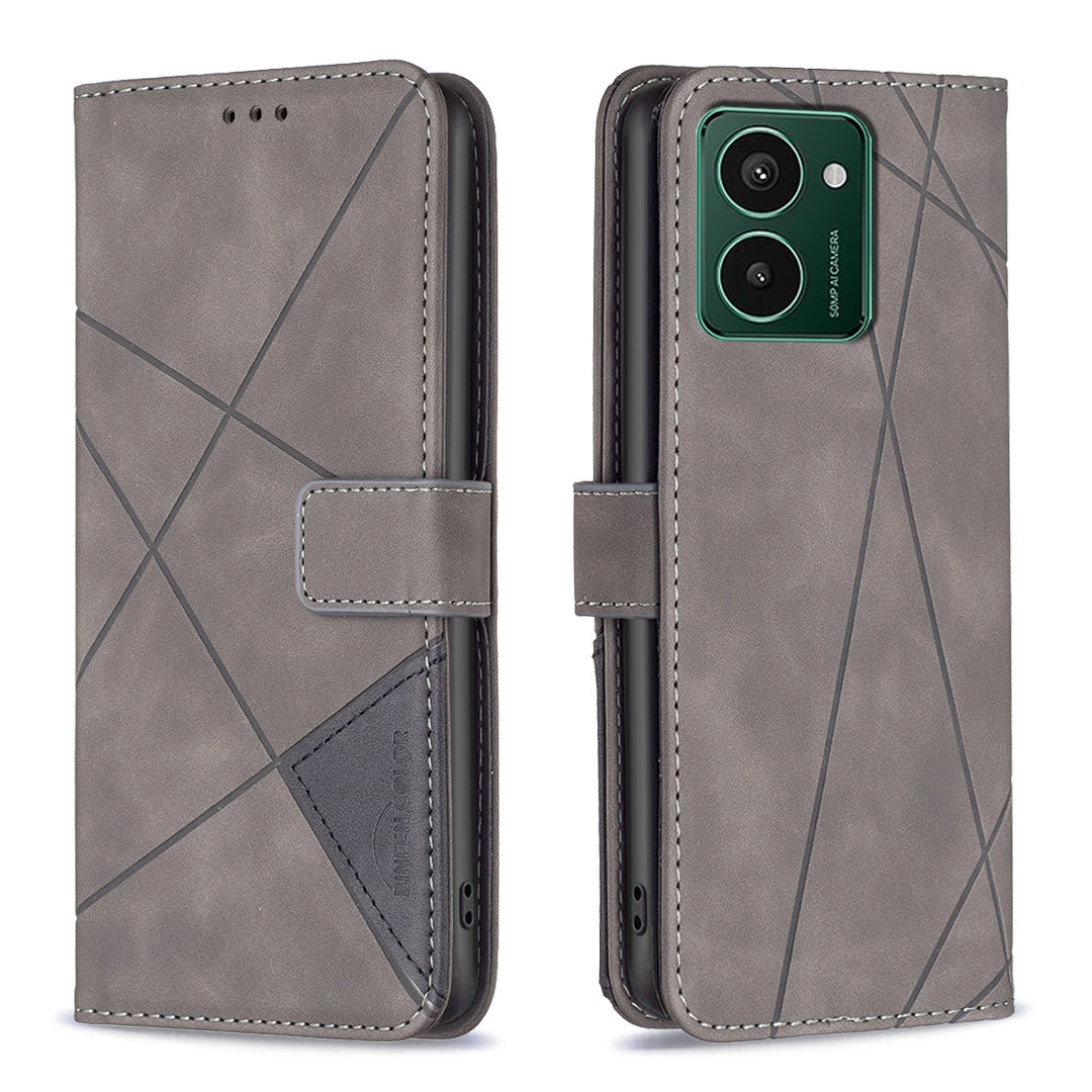 HMD Pulse+ Wallet Case – Rhombus Texture PU Leather, Magnetic Buckle, Card Slots, Stand Function, Shockproof Protective Cover