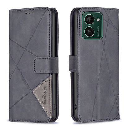 HMD Pulse Wallet Case – Rhombus Texture PU Leather, Magnetic Buckle, Card Slots, Stand Function, Shockproof Protective Cover