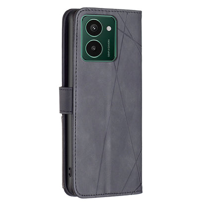 HMD Pulse+ Wallet Case – Rhombus Texture PU Leather, Magnetic Buckle, Card Slots, Stand Function, Shockproof Protective Cover