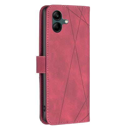 Samsung Galaxy A06 Wallet Case – Rhombus Texture PU Leather, Magnetic Buckle, Card Slots, Stand Function, Shockproof Protective Cover