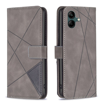 Samsung Galaxy A06 Wallet Case – Rhombus Texture PU Leather, Magnetic Buckle, Card Slots, Stand Function, Shockproof Protective Cover