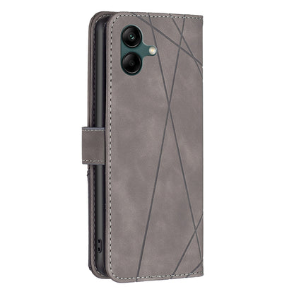 Samsung Galaxy A06 Wallet Case – Rhombus Texture PU Leather, Magnetic Buckle, Card Slots, Stand Function, Shockproof Protective Cover