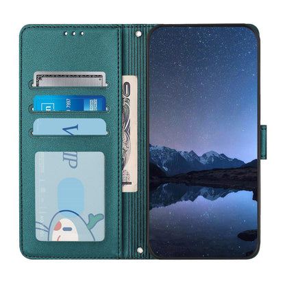 Samsung Galaxy A16 5G Leather Phone Case with Cat and Rat Embossed Pattern, RFID Protection, Card Holder Slots, Anti-fall Feature & Lanyard