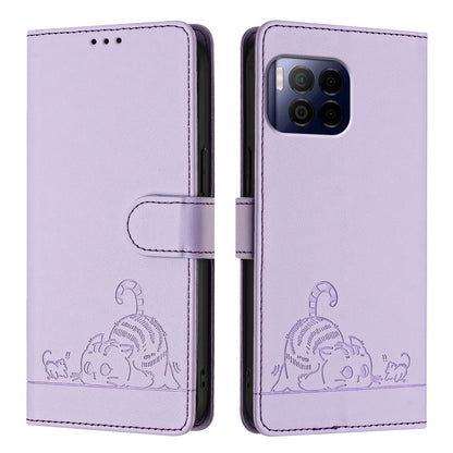 T-Mobile REVVL 7 Pro 5G Leather Phone Case with Cat and Rat Embossed Pattern, RFID Protection, Card Holder Slots, Anti-fall Feature & Lanyard