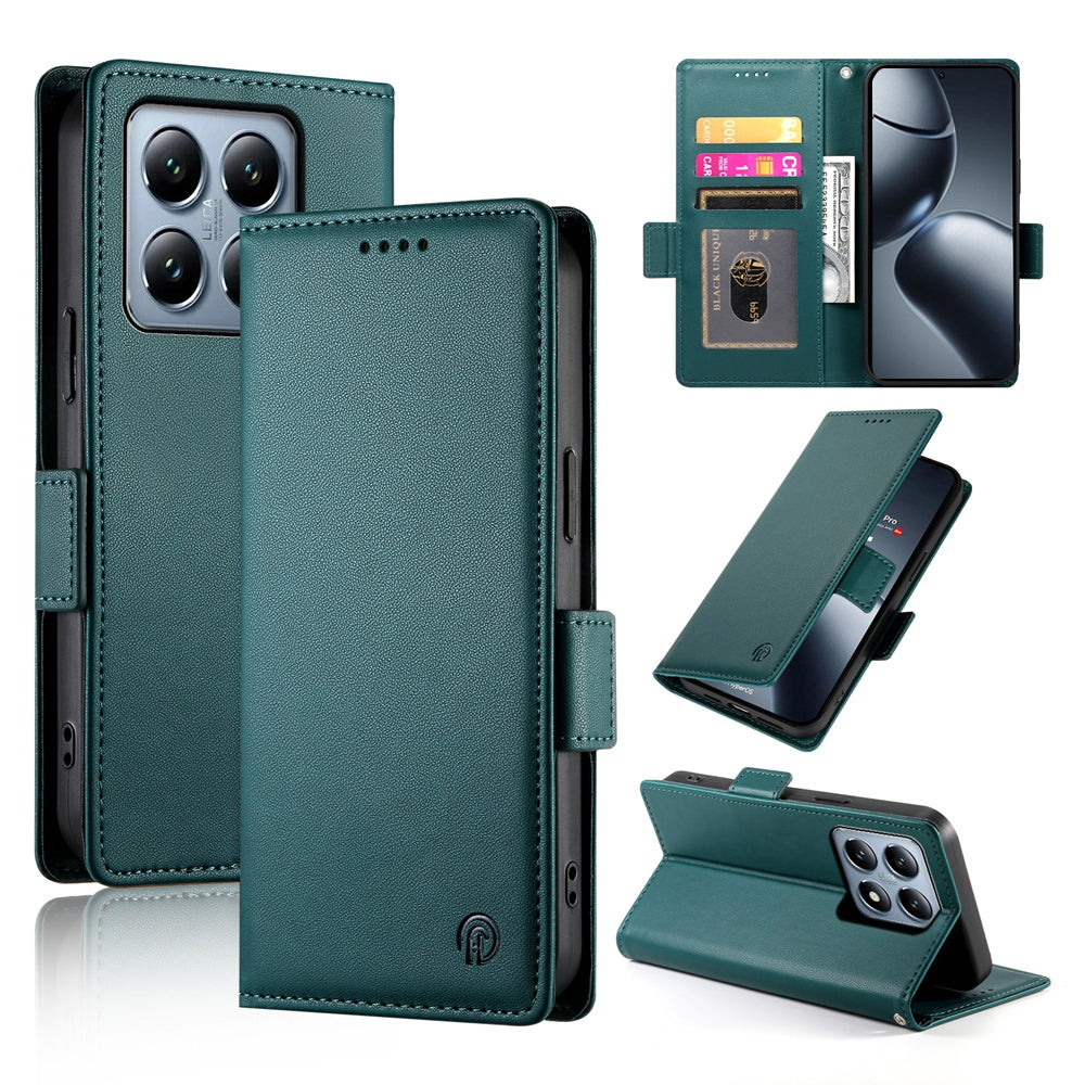 Xiaomi 14T Pro Wallet Case - Luxury Magnetic PU Leather Flip Cover with Card Slots, Stand & Shockproof Protection