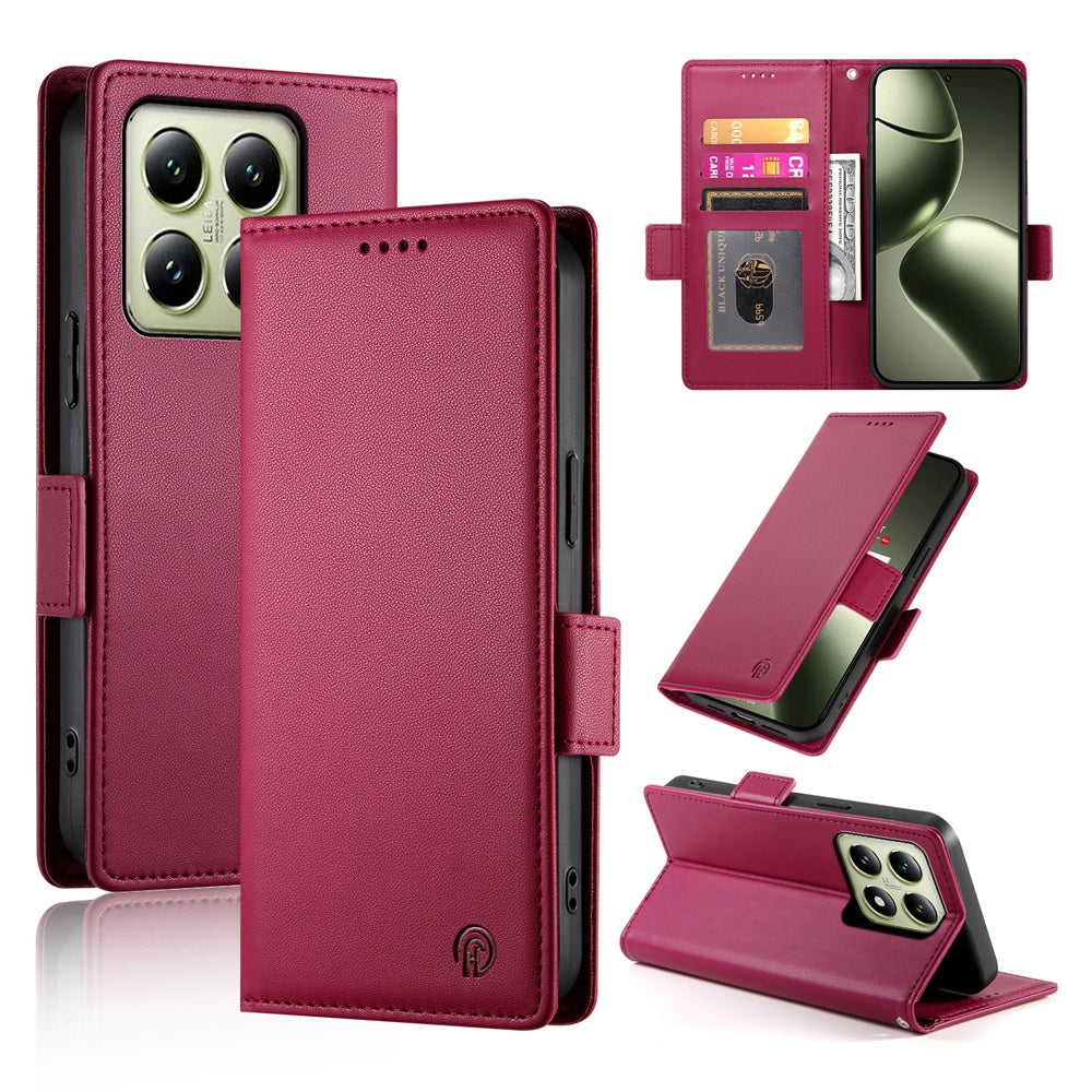 Xiaomi 14T Wallet Case - Luxury Magnetic PU Leather Flip Cover with Card Slots, Stand & Shockproof Protection