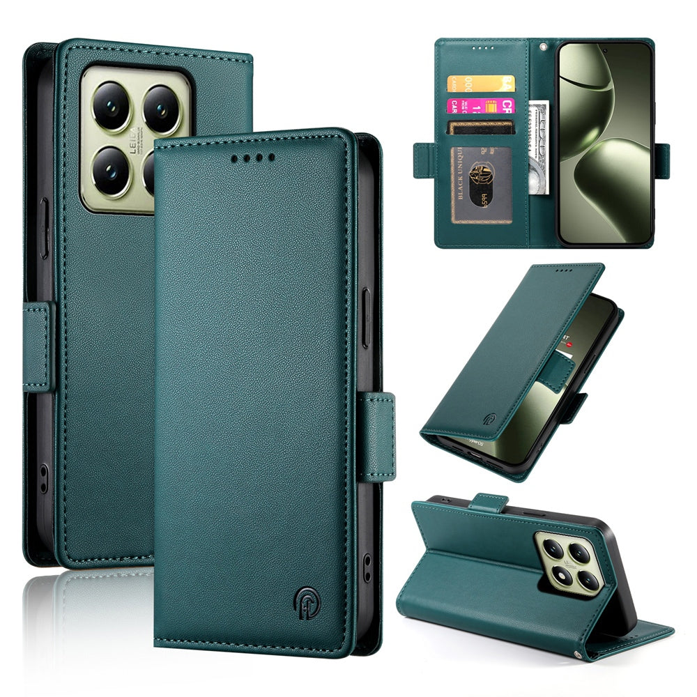 Xiaomi 14T Wallet Case - Luxury Magnetic PU Leather Flip Cover with Card Slots, Stand & Shockproof Protection