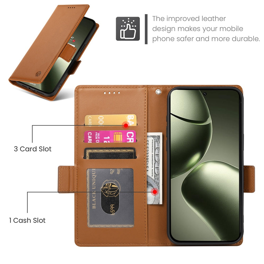 Xiaomi 14T Wallet Case - Luxury Magnetic PU Leather Flip Cover with Card Slots, Stand & Shockproof Protection